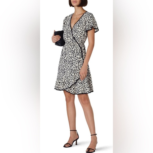 Slate and Willlow women’s size large Leopard Print faux Wrap Dress lined - Picture 1 of 13